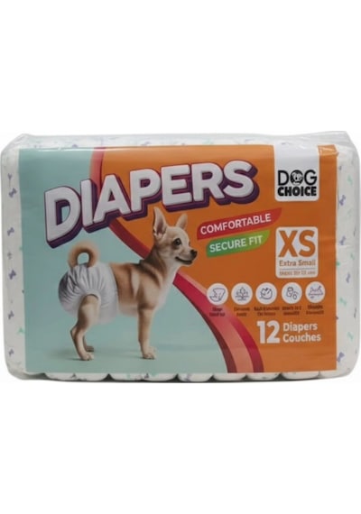 Dog Choice Diapers Köpek Bağlama Bezi Xs Boy 12 Li Paket Erkek Köpek Alt Bezi