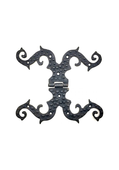 Hubrendy Çer Antika Tarz Dekoratif Pirinç Süslü Menteşe - 190x170 Mm, Oksit