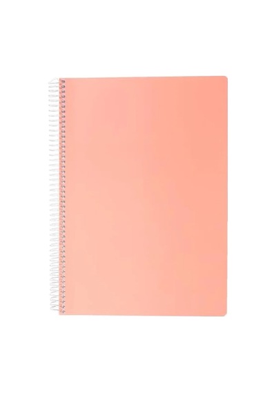Turuncu A4 Pet Spiralli Karton Kapaklı Defter - 144 Yaprak 124-Pembe
