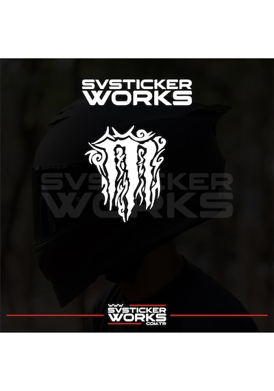 Monster Kask Sticker Tüm Kasklar Uyumlu Tek Yön 1 Adet Beyaz