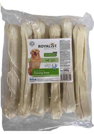Royalist Beyaz Press Köpek Çiğneme Kemik 8.5'' 22 CM 6 Adet XL 990 G
