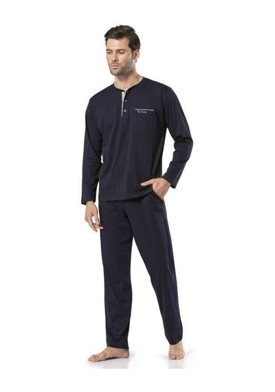Pierre Cardin 5'li Lacivert Damat Robdöşambr Ve Pijama Takımı Terlik Hediyeli