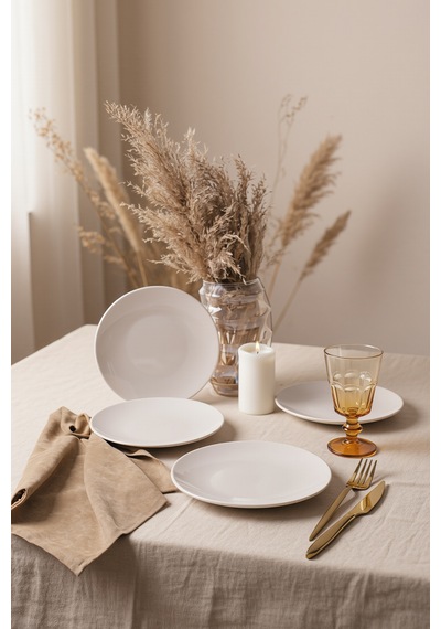 Keramika Krem Ege Pasta Tabağı 20 Cm 4 Adet 036