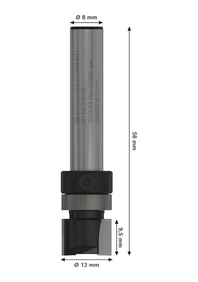 Bosch Pro 12.7x9.5 Mm Üst Rulmanlı Gömme Trim Freze Ucu 2608629676