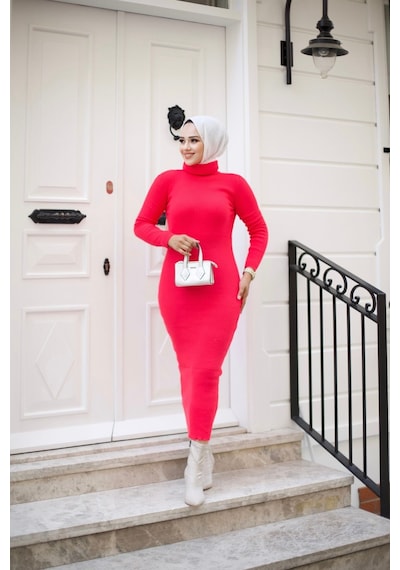Hira Life Fashion Kadın Elbise Tesettür Giyim Balıkçı Yaka Ve Dar Kesim Triko Kalem Elbise Fuşya Fuşya Hira Life Fashion Kadın Elbise Tesettür Giyim Balıkçı Yaka Ve Dar Kesim Triko Kalem Elbise Fuşya Fuşya