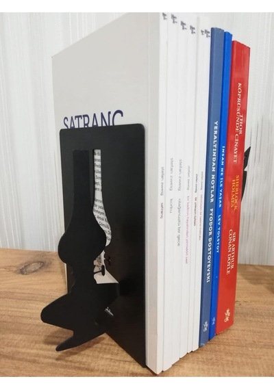 Dekoratif Divit Ve Gaz Lambası Desenli Metal Kitap Tutucu 2 Li Paket Mk15s