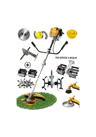 Pro Müller Pro Yan Tipi Benzinli Turbo Motor Ot Çalı Çim Biçme Makinesi Canavar Baslik Toprak Eşeleme Set