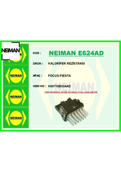 Kalorifer Rezistansı Ford Focus-c-max-kuga-fıesta 04 Çıft Yönlü Klimalı 6g9t19e624ad