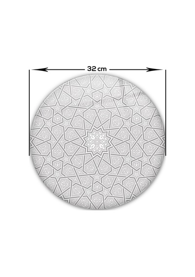 Selçuklu Motifi Desenli Cam Kesme Tahtası Çap32cm