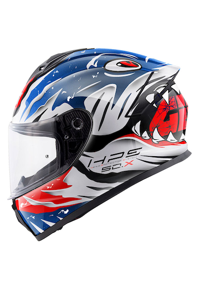 Givi 50.x Sharkbite Kapalı Motosiklet Kaskı Beyaz - Kırmızı - Mavi