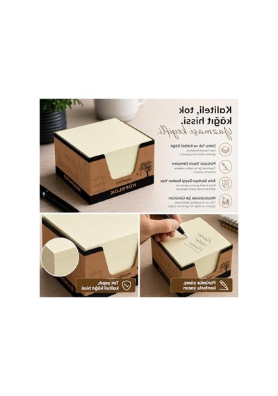 Kraft Kutulu Küp Bloknot, 8x8 Cm, Yüksek Kalite Kağıt Açık Gri
