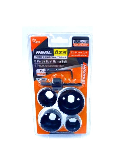 6 Parça Buat Açma Panç Seti 38-54mm- 3/8 Hex - Anahtar