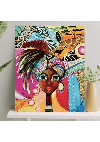 Palmiye Hobi Sanat Sayılarla Boyama Tuval Seti Fırça Boya Dahil Çıtalı 40x50 Cm - Karnaval