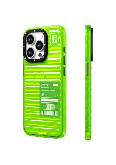 Apple Uyumlu iPhone 15 Pro Max Kılıf Şeffaf Renkli Tasarım Youngkit Fluorite Serisi Kapak Yeşil
