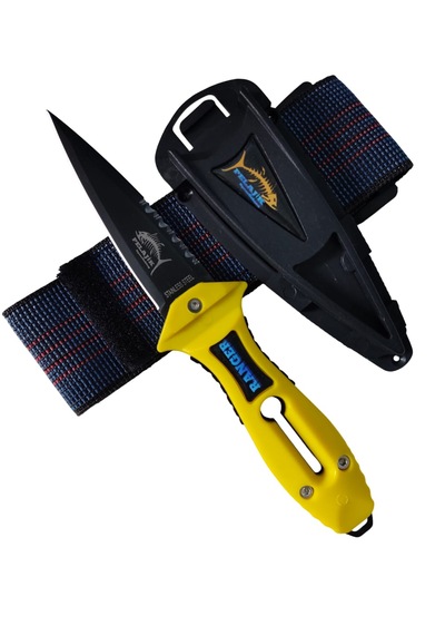 Pelajik Ranger Pro Kol Bandı Dalış Bıçağı Şiş Kakıçlı Paslanmaz Çelik Zıpkıncı Bıçağı Sarı