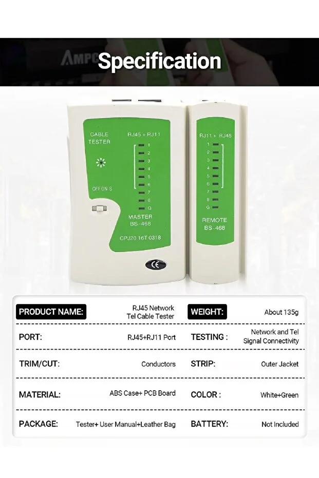 Rj45 Rj11 Rj12 Cat5 Cat 6 Ağ Lan Kablo Test Cihazı Test Cihazı Network Test Kontrol Cihazı 9 Volt Pil