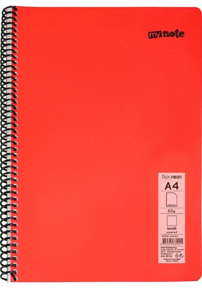 Defter Okul Defteri Spiralli Telli Pp Kapak A4 - 2 Adet Farklı Renklerde - 60 Sayfa Çizgili 2 Adet Çok Renkli