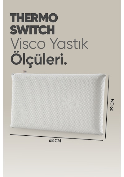Isı Kontrol Yastığı Termoswıtch Ortopedik Düz Uzun Boy Visko Yastık -termal Isı Dengeleyici Yastık Beyaz