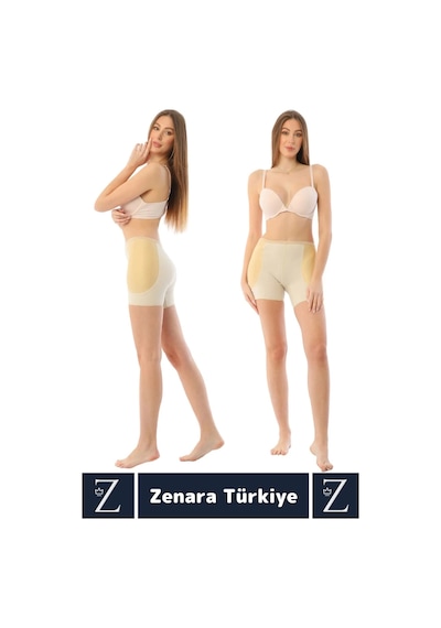 Zenara Kaymaz İz İç Göstermez Push Up Popo Kaldırıcı Şekillendiren Yandan Destekli Dolgulu Şort Korse Ten