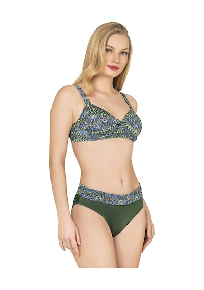 Endeep Kadın Yüksek Bel Toparlayıcı Yeşil Parıltılı Bikini Takımı Yeşil