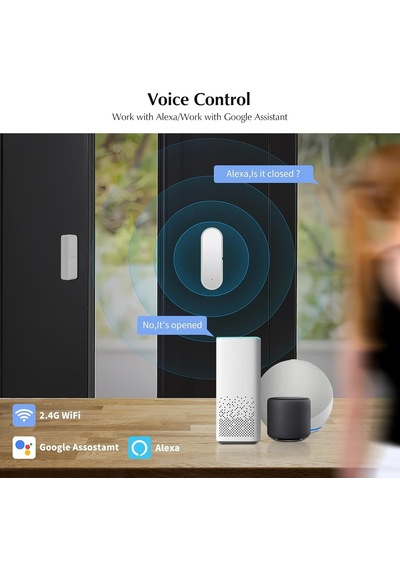 Akıllı Kapı Ve Pencere Sensörü / Alexa Google Destekli Kablosuz Wi-fi / Zigbee Manyetik Kontak Dedektörü