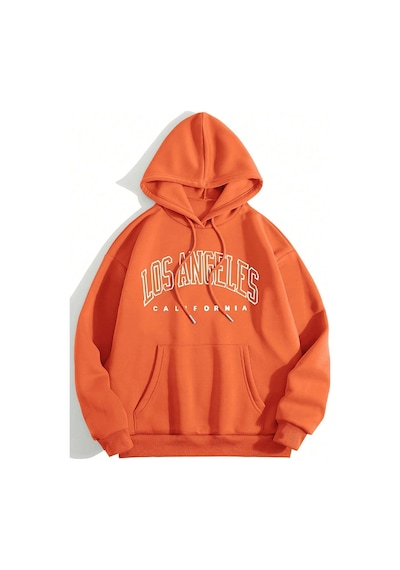 Uyguntarz Unisex Los Angles Baskılı Sweatshirt Turuncu