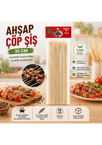Enfa Ra-269 Ahşap Çöp Şiş 35 Cm - 46 Adet- 10'li Paket