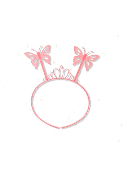 Go İthalat Toz Pembe Renk Kelebek Kanadı Tacı Ve Sopası 50x37 Cm