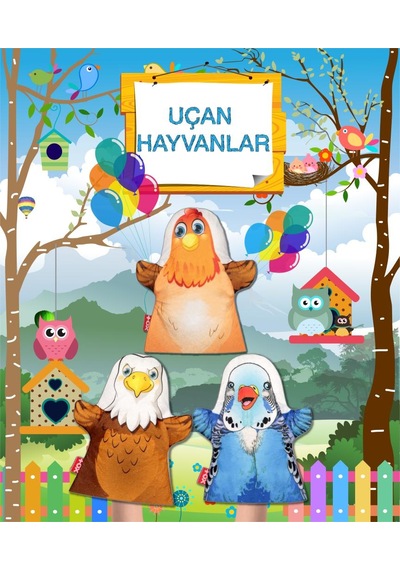 3  Parça  Tox  Uçan  Hayvanlar  Keçe  El  Kukla  Set  .  Eğitici  Oyuncak