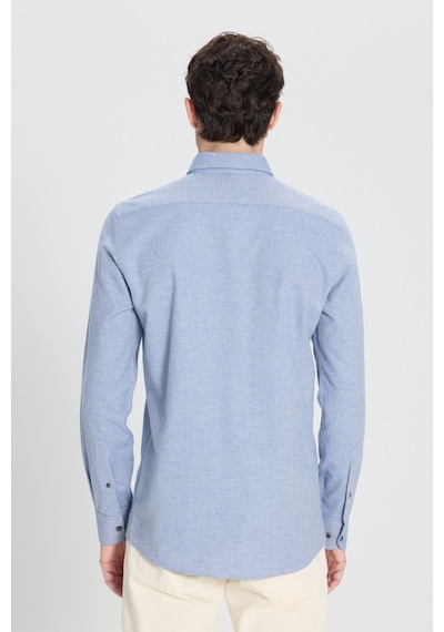 Ac&Co / Altınyıldız Classics Erkek Mavı Slim Fit Dar Kesim Klasik Yaka Flanel Gömlek Mavı Mavi