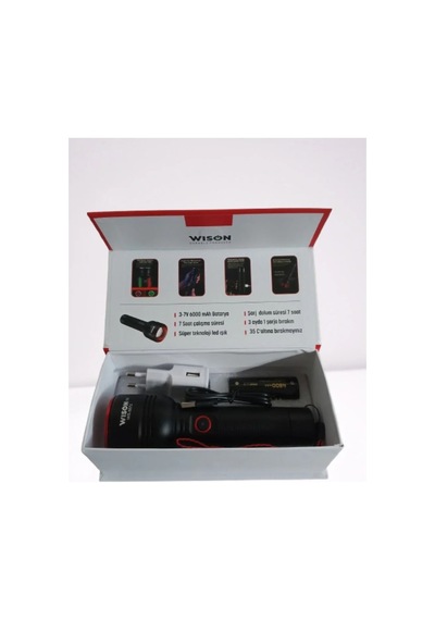 Wıson Ws-5572 20w Uzun Menzilli Şarjlı Metal El Feneri 5570 Çok Renkli