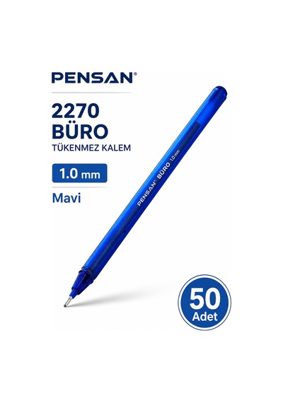 Pensan 2270 Büro Mavi Tükenmez Kalem 1.0 Mm 50'li Paket Lacivert