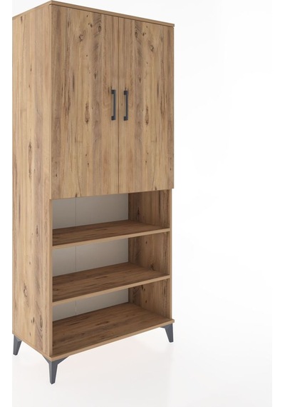 Hyperion Dolap 4 Raflı 2 Kapaklı Tek Askılı 88x44x195 Çam-çam Çam