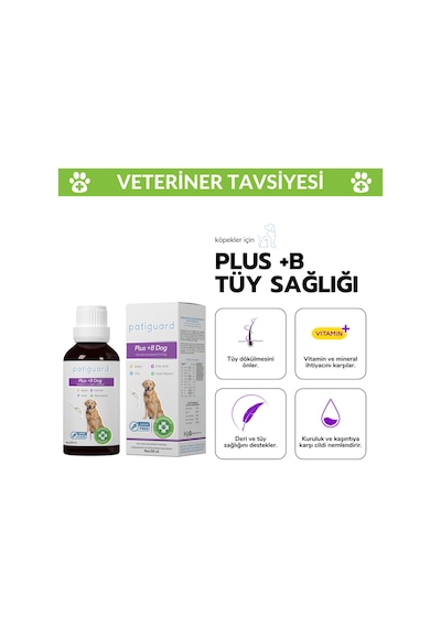 Patiguard Plus B For Dogs Köpek İçin Tüy Dökülme Engelleyici 50 ML