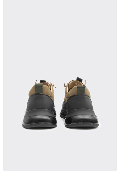 Derinet Hakiki Deri Bağcıklı Erkek Sneaker Haki Nubuk Haki Nubuk