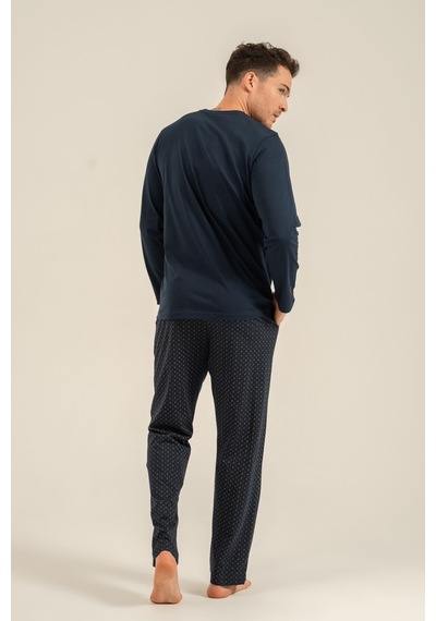 Arnetta Erkek Lacivert Nakışlı Uzun Kol Pijama Takım Ar3847-s-v1 Ar3847-s-v1