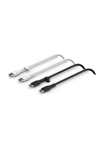 Belkin Boost Charge Flex Silikon Usb-c Şarj Kablosu, Usb-c, İphone 16, 15, S24, S23, İpad, Macbook, , Pixel V Daha Fazlası İçin, 1 Metre, 2'li Paket, Siyah Ve Beyaz Sku: Zeus8690010635808