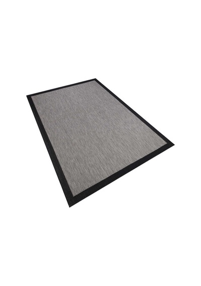 Kaymaz Yıkanabilir Minimal Bordürlü Siyah Dekoratif Sisal Halı Siesta 1505