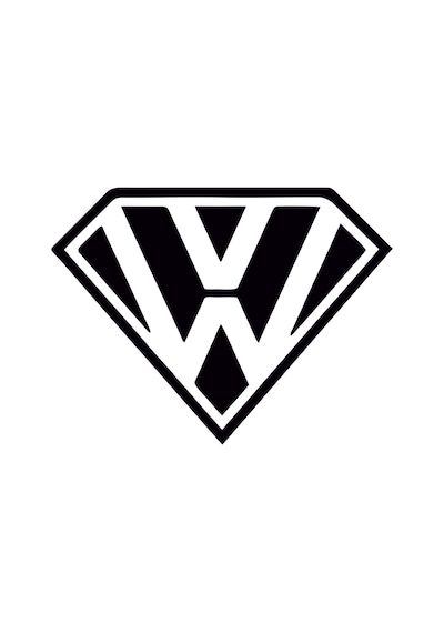 Volkswagen Superman Sticker, Volkswagen Sticker, Oto Sticker 25x20 Cm