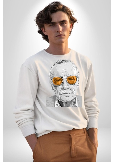 Stan Lee Unisex Beyaz Sweatshirt Beyaz