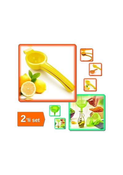 Limon Sıkacağı - Limonatör Plastik + Huni Seti 3 Parça 3 Boy - 2li Set K9v4m6 Plastik Diğer