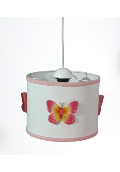 Pembe Kelebekli Beyaz Pvc Kız Çocuk Odası Avizesi
