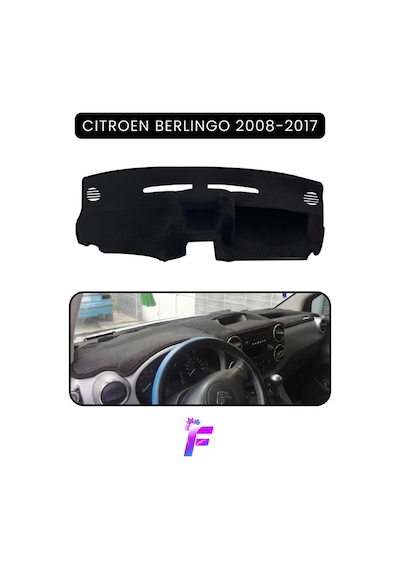 Cıtroen Berlingo 2008-2017 Torpido Örtüsü Güneşten Korur Kolay Montaj Tam Uyum Ta48 Siyah