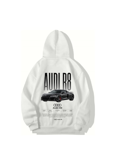 Brz Collection Unisex Oversize R8 Audı Hoodie Beyaz