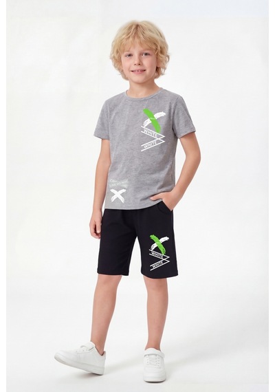 Panios Kids X White Baskı Detaylı Yuvarlak Yaka Yazlık Erkek Çocuk Alt Üst Takım Gri Panios Kids X White Baskı Detaylı Yuvarlak Yaka Yazlık Erkek Çocuk Alt Üst Takım Gri