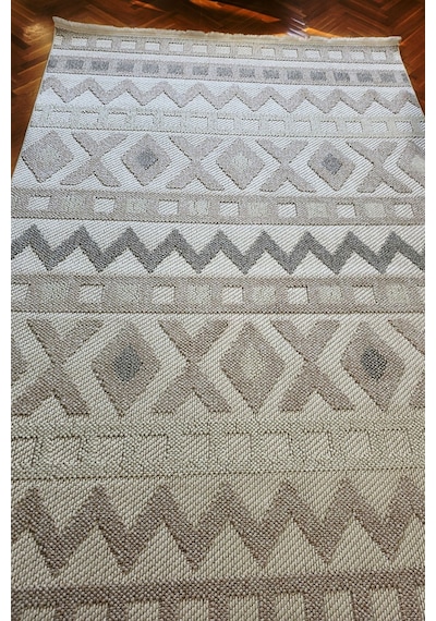 Leiva Home Monaco 0038 Krem Gri Bohem Sisal Bukle Yumuşak Özel Kesim Salon Koridor Mutfak Yolluk Saçaklı Halı 0038-krem/bej/gri