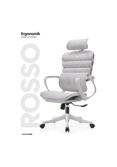 Rosso Ergonomik Çalışma Koltuğu - Sabit Kolçak - Beyaz