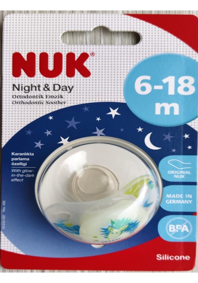 Nuk Night & Day Ortodontik Silikon Emzik 6-18 Ay İkili / Mavi Açık Mavi