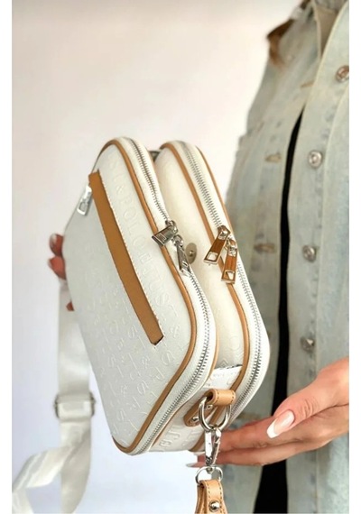 Just Polo Kadın 3d Baskılı Ayarlanabilir Askılı Şık Omuz Çantası Ebat: 16 X 26 Cm Beyaz - Taba 34695422