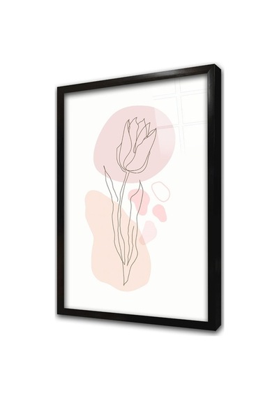 Line Art Çiçek Vı Çerçeveli Cam Tablo-172081
